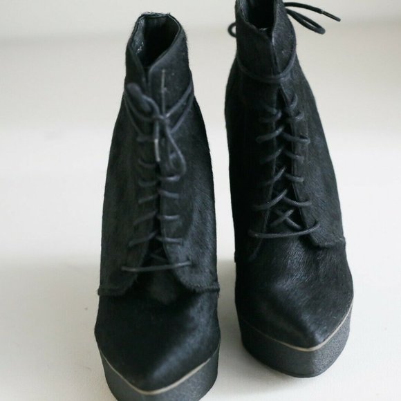 KG Kurt Geiger Black Cow Skin High Lace up boots - Picture 4 of 10